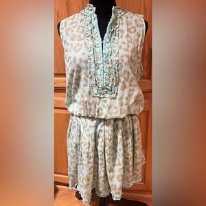 Lola Australia Leopard Print Sleeveless Elastic Waist Ruby Dress Blue Size Large